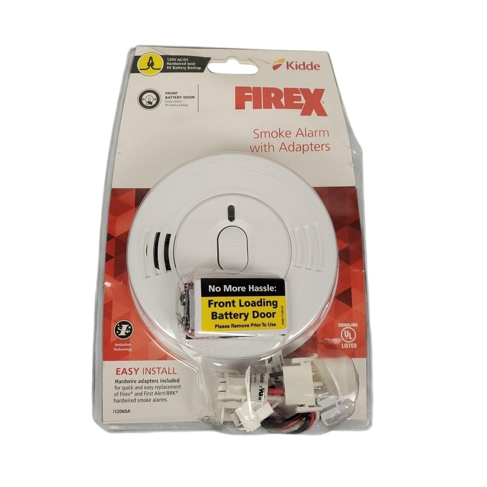 Kidde FireX i12060A Hardwired Smoke Alarm 9V Backup with Adapters NEW Sealed